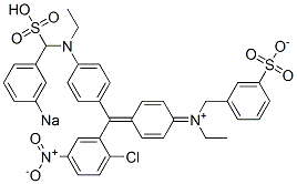 N-[4-[(2-Chloro-5-nitrophenyl)[4-[N-ethyl-N-(3-sodiosulfobenzyl)amino]phenyl]methylene]-2,5-cyclohexadien-1-ylidene]-N-ethyl-3-sulfonatobenzenemethanaminium 结构式