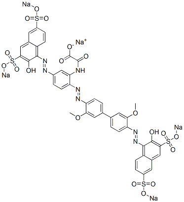 N-[5-[[2-Hydroxy-3,6-bis(sodiosulfo)-1-naphthalenyl]azo]-2-[[4'-[[2-hydroxy-3,6-bis(sodiosulfo)-1-naphthalenyl]azo]-3,3'-dimethoxy[1,1'-biphenyl]-4-yl]azo]phenyl]oxamidic acid sodium salt Structure