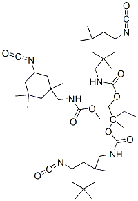 2-ethyl-2-[[[[[(5-isocyanato-1,3,3-trimethylcyclohexyl)methyl]amino]carbonyl]oxy]methyl]propylene [(5-isocyanato-1,3,3-trimethylcyclohexyl)methyl]carbamate Struktur