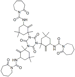 N,N',N''-[(2,4,6-trioxo-1,3,5-triazine-1,3,5(2H,4H,6H)-triyl)tris[methylene(3,5,5-trimethylcyclohexane-3,1-diyl)]]tris[hexahydro-2-oxo-1H-azepine-1-carboxamide] Struktur