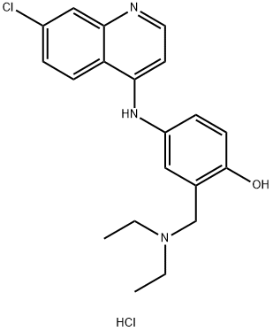 4-[(7-クロロ-4-キノリニル)アミノ]-2-[(ジエチルアミノ)メチル]フェノール·2塩酸塩 化学構造式