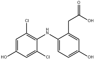 (2-(2,6-Dichloro-4-hydroxyanilino)-5-hydroxyphenyl)acetic acid Struktur