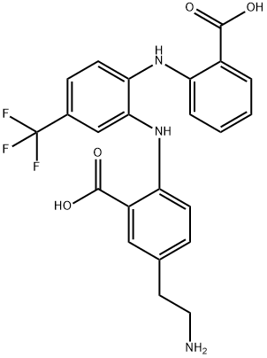 Benzoic  acid,  5-(2-aminoethyl)-2-[[2-[(2-carboxyphenyl)amino]-5-(trifluoromethyl)phenyl]amino]- Struktur