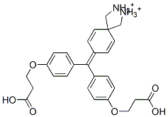 N-[4-[ビス[4-(2-カルボキシエトキシ)フェニル]メチレン]-2,5-シクロヘキサジエン-1-イリデン]-N-メチルメタンアミニウム 化学構造式