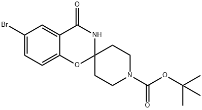 叔丁基 6-溴-4-氧代-3,4-二氢螺[苯并[E][1,3]恶嗪-2,4'-哌啶]-1'-羧酸 结构式