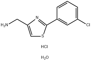 [2-(3-クロロフェニル)-1,3-チアゾール-4-イル]メタンアミン塩酸塩一水和物 化学構造式