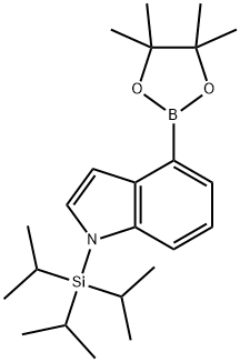 4-(4,4,5,5-四甲基-1,3,2-二氧硼戊环-2-基)-1-(三异丙基硅酯)-1H-吲哚 结构式