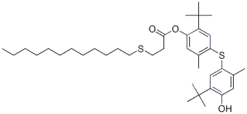 2-(1,1-dimethylethyl)-4-[[5-(1,1-dimethylethyl)-4-hydroxy-2-methylphenyl]thio]-5-methylphenyl 3-(dodecylthio)propionate,69075-62-3,结构式