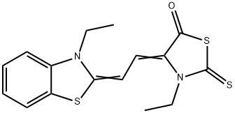 (4Z)-3-Ethyl-4-[(2Z)-2-(3-ethyl-1,3-benzothiazol-2(3H)-ylidene)ethylid ene]-2-thioxo-1,3-thiazolidin-5-one Struktur