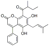 5,7-Dihydroxy-6-(3-methyl-2-butenyl)-8-(2-methyl-1-oxobutyl)-4-phenyl-2H-1-benzopyran-2-one Structure