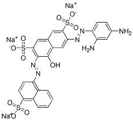 trisodium 6-[(2,4-diaminophenyl)azo]-4-hydroxy-3-[(4-sulphonato-1-naphthyl)azo]naphthalene-2,7-disulphonate Struktur