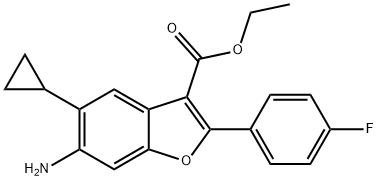3-Benzofurancarboxylic acid, 6-aMino-5-cyclopropyl-2-(4-fluorophenyl)-, ethyl ester Structure