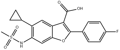 3-Benzofurancarboxylic acid, 5-cyclopropyl-2-(4-fluorophenyl)-6-[(Methylsulfonyl)aMino]- Structure