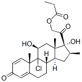 9α-クロロ-11β,17α-ジヒドロキシ-16β-メチル-21-(プロピオニルオキシ)プレグナ-1,4-ジエン-3,20-ジオン 化学構造式