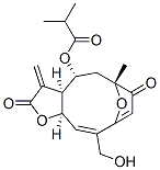 Isobutyric acid [(3aR,4R,6R,10Z,11aR)-2,3,3a,4,5,6,7,11a-octahydro-10-hydroxymethyl-6-methyl-3-methylene-2,7-dioxo-6,9-epoxycyclodeca[b]furan]-4-yl ester Struktur