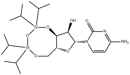 3'-O,5'-O-(1,1,3,3-テトライソプロピルプロパンジシロキサン-1,3-ジイル)シチジン 化学構造式