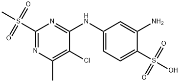 2-amino-4-[[5-chloro-6-methyl-2-(methylsulphonyl)-4-pyrimidinyl]amino]benzenesulphonic acid Struktur