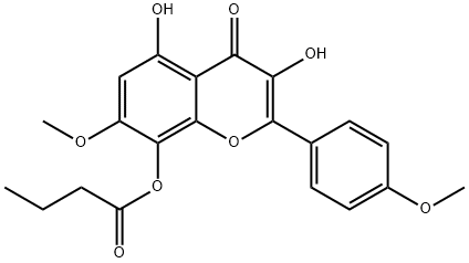 3,5-dihydroxy-7-methoxy-2-(4-methoxyphenyl)-4-oxo-4H-1-benzopyran-8-yl butyrate Structure