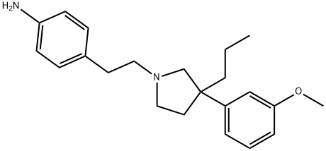 4-[2-[3-(3-メトキシフェニル)-3-プロピル-1-ピロリジニル]エチル]アニリン 化学構造式