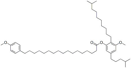 17-(4-メトキシフェニル)ヘプタデカン酸3-メトキシ-2-(9-メチルデシル)-5-(4-メチルペンチル)フェニル 化学構造式