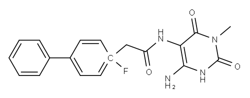 [1,1-Biphenyl]-4-acetamide,  N-(4-amino-1,2,3,6-tetrahydro-1-methyl-2,6-dioxo-5-pyrimidinyl)-4-fluoro- Structure