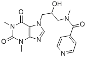 1,3-Dimethyl-7-[3-(N-isonicotinoyl-N-methylamino)-2-hydroxypropyl]-1H-purine-2,6(3H,7H)-dione Struktur