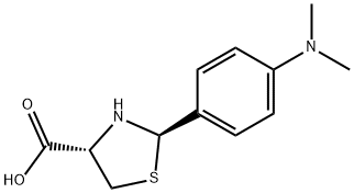 2-(4-二甲基氨基苯基)噻唑烷-4-羧酸, 69578-21-8, 结构式
