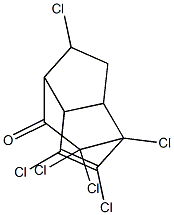1,2,3,5,7,7-ヘキサクロロ-1,3a,4,5,6,6a-ヘキサヒドロ-1,4-エタノペンタレン-8-オン 化学構造式