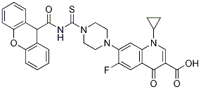 3-Quinolinecarboxylic acid, 1-cyclopropyl-6-fluoro-1,4-dihydro-4-oxo-7-[4-[thioxo[(9H-xanthen-9-ylcarbonyl)aMino]Methyl]-1-piperazinyl]- Struktur