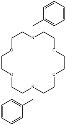 N,N'-ジベンジル-4,13-ジアザ-18-クラウン 6-エーテル 化学構造式