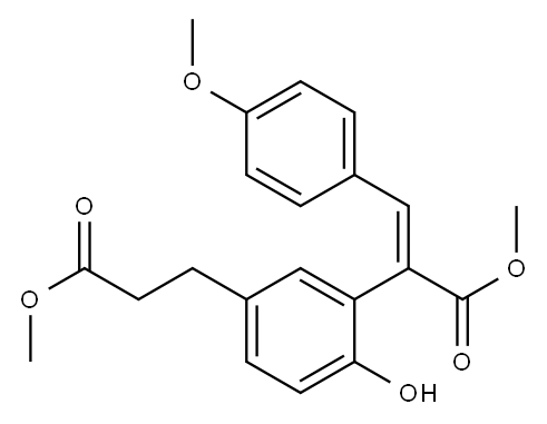 4-Hydroxy-3-[(E)-1-(methoxycarbonyl)-2-(4-methoxyphenyl)ethenyl]benzenepropanoic acid methyl ester Structure