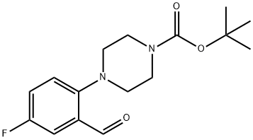 2-(4-BOC-ピペラジノ-1-イル)-5-フルオロベンズアルデヒド 化学構造式