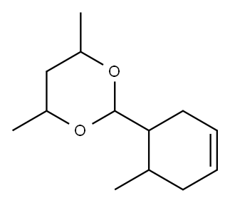 4,6-dimethyl-2-(6-methyl-1-cyclohex-3-enyl)-1,3-dioxane Structure