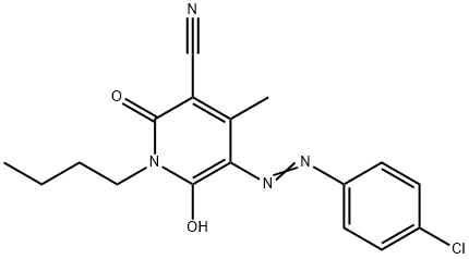 1-ブチル-5-[(4-クロロフェニル)アゾ]-1,2-ジヒドロ-6-ヒドロキシ-4-メチル-2-オキソピリジン-3-カルボニトリル 化学構造式