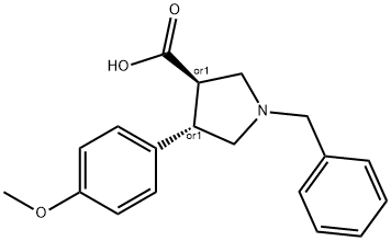1-苄基-4-(4-甲氧基苯基)-吡咯烷-3-羧酸盐酸盐, 698359-62-5, 结构式
