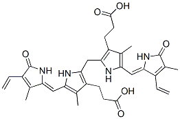 3-[2-[3-(2-Carboxy-ethyl)-4-methyl-5-(3-methyl-5-oxo-4-vinyl-1,5-dihydro-pyrrol-2-ylidenemethyl)-1H-pyrrol-2-ylmethyl]-4-methyl-5-(4-methyl-5-oxo-3-vinyl-1,5-dihydro-pyrrol-2-ylidenemethyl)-1H-pyrrol-3-yl]-propionic acid Structure