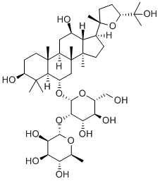 (3b,6a,12b,24R)-20,24-Epoxy-3,12,25-trihydroxydammaran-6-yl 2-O-(6-deoxy-alpha-L-mannopyranosyl)-beta-D-glucopyranoside Struktur