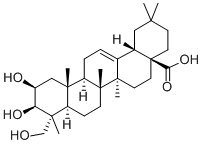 2β,3β,23-トリヒドロキシオレアナ-12-エン-28-酸 化学構造式