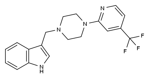 1H-INDOLE, 3-[[4-[4-(TRIFLUOROMETHYL)-2-PYRIDINYL]-1-PIPERAZINYL]METHYL]- Struktur