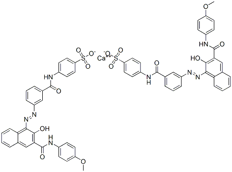 calcium bis[4-[[3-[[2-hydroxy-3-[[(4-methoxyphenyl)amino]carbonyl]-1-naphthyl]azo]benzoyl]amino]benzenesulphonate] Struktur