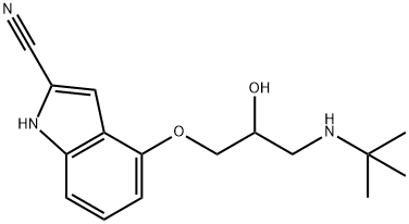 4-[3-(tert-ブチルアミノ)-2-ヒドロキシプロポキシ]-1H-インドール-2-カルボニトリル 化学構造式