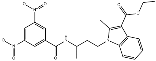 1-[3-[(3,5-ジニトロベンゾイル)アミノ]ブチル]-2-メチル-1H-インドール-3-カルボン酸エチル 化学構造式