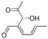 (2E,4E)-2-[(R)-1-ヒドロキシ-2-オキソプロピル]-2,4-ヘキサジエナール 化学構造式