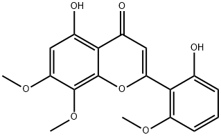 2-(2-ヒドロキシ-6-メトキシフェニル)-5-ヒドロキシ-7,8-ジメトキシ-4H-1-ベンゾピラン-4-オン 化学構造式