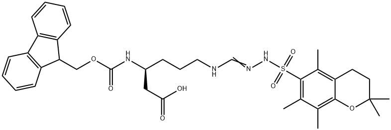 NΒ-FMOC-NΩ-(2,2,5,7,8-五甲基色满-6-磺酰基)-L-Β-高精氨酸 结构式
