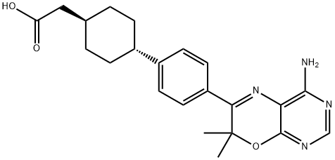 反式-4-[4-(4-氨基-7,7-二甲基-7H-嘧啶并[4,5-B][1,4]噁唑-6-基)苯基]-环己基乙酰胺, 701232-20-4, 结构式