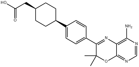 cis-4-[4-(4-Amino-7,7-dimethyl-7H-pyrimido[4,5-b][1,4]oxazin-6-yl)phenyl]cyclohexaneacetic acid Structure