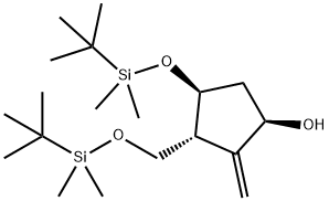 (1R,3R,4S)-4-((叔丁基二甲基甲硅烷基)氧基)-3-(((叔丁基二甲基甲硅烷基)氧基)甲基)-2-亚甲基环戊醇, 701278-56-0, 结构式