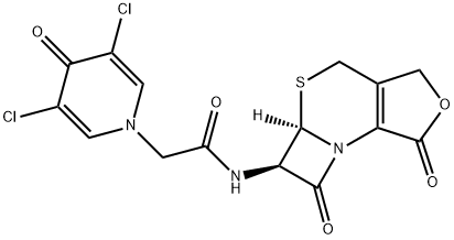 (5aR-trans)-3,5-dichloro-4-oxo-N-(1,4,5a,6-tetrahydro-1,7-dioxo-3H,7H-azeto[2,1-b]furo[3,4-d][1,3]thiazin-6-yl)-4H-pyridine-1-acetamide  Struktur