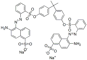 5,5'-[1-メチルエチリデンビス(4,1-フェニレンオキシスルホニル-2,1-フェニレンアゾ)]ビス(6-アミノ-1-ナフタレンスルホン酸)ジナトリウム 化学構造式